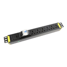 1.5U 6 way Cabinet PDU with Earth Leakage protection 250V, 16A Universal