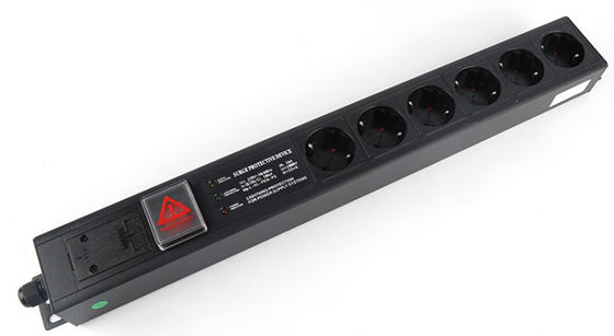 1.5U Thickness 6 Way Cabinet PDU Power Distribution Unit with 250V 16A Output for Data Centers