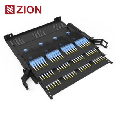 1U UHD MPO/MTP-LC Full Cover Fixed Rack Mount Fiber Optic Patch Panel 12 Cassettes