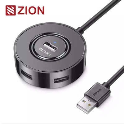 USB 2.0 Round 4-Port Hub Black/White Compact Versatile USB Hub For Expanding Connectivity