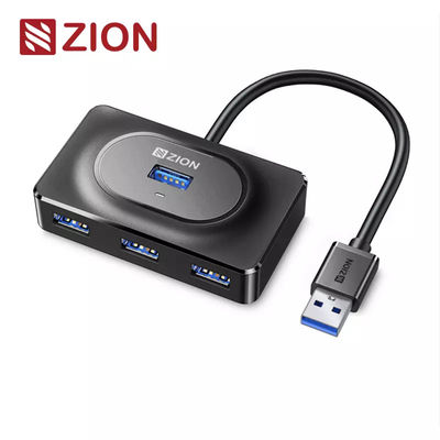 USB 3.0 Square 4-Port Hub Black/White High Speed USB Hub for Expanding Connectivity with Stylish Design