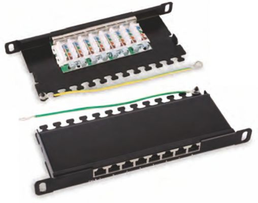 10" 0.5U Shielded Patch Panel for Data Center with 8/12 Ports Rackmount Design