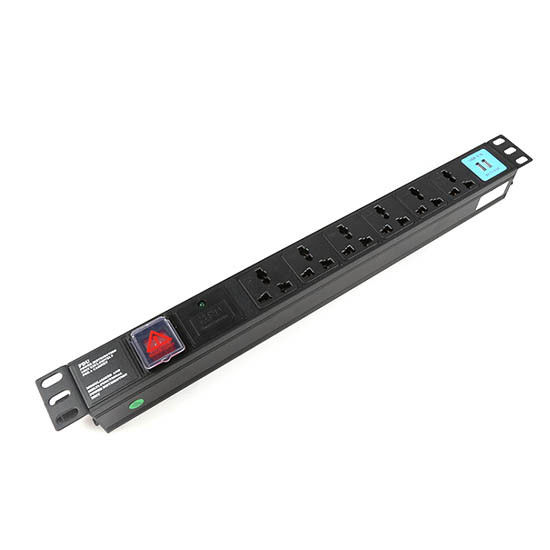 1U Thickness 6 Way Output Cabinet PDU with Single Lighting Protection and USB 250V 10A Universal Power Distribution Unit