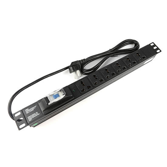 1U Thickness 6 Way Output Cabinet PDU with Power Light and 1P Air Circuit Breaker 250V 10A Universal