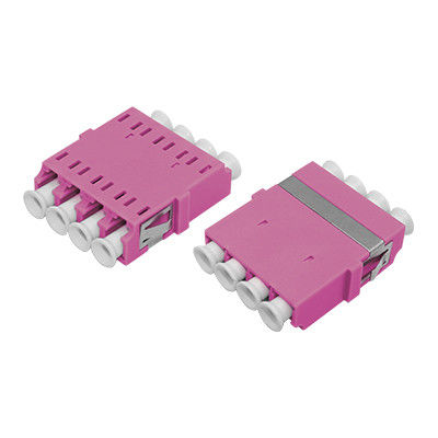 LC OM4 QUAD One-piece Fiber Optic Adapter with ≤ 0.2dB Alternating Loss and Ceramic or Metal Sleeve for Wide Operating Temperature