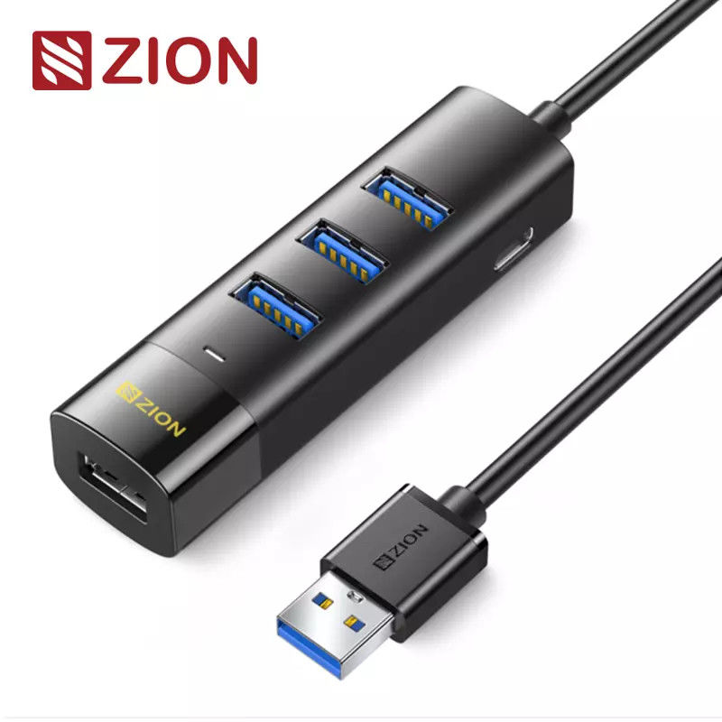 USB 3.0 Rectangular 4-Port Hub  Black High-Speed USB Hub for Expanding Connectivity with Stylish Design