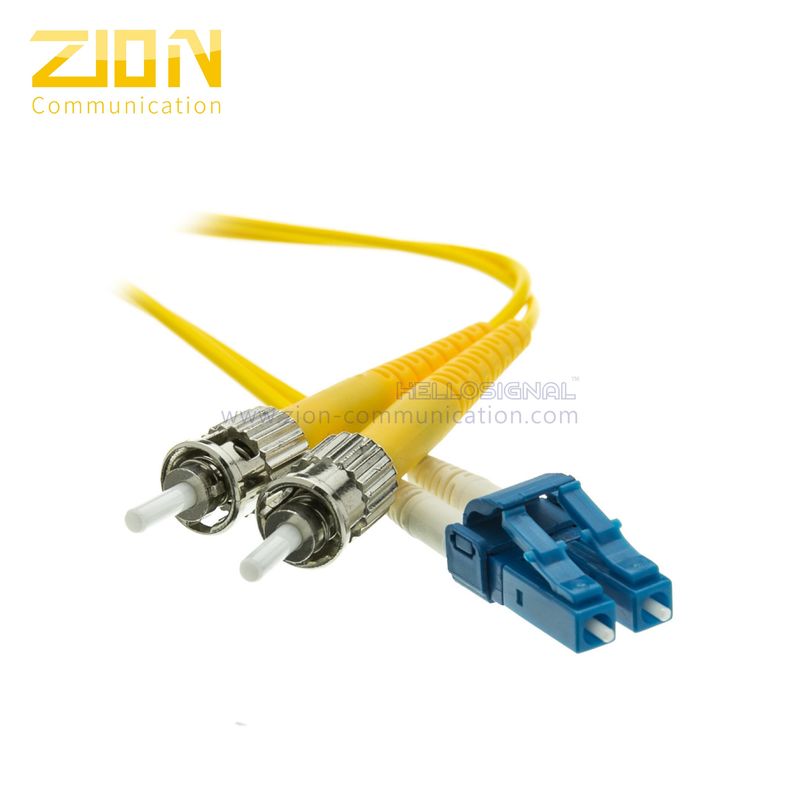 3.0mm PVC Jacket ST to LC Duplex Singlemode G.652D Fiber Optic Patch Cord in Yellow